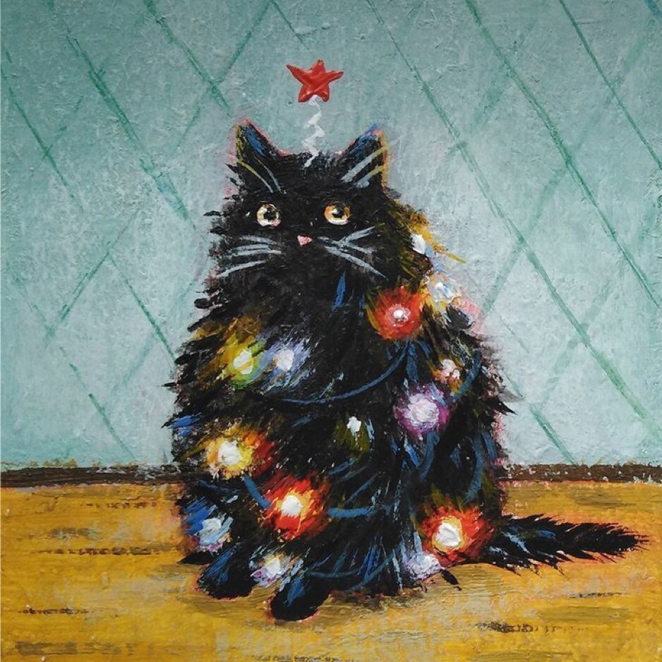 Christmas Tree Cat Paint and Sip (21+) - logo